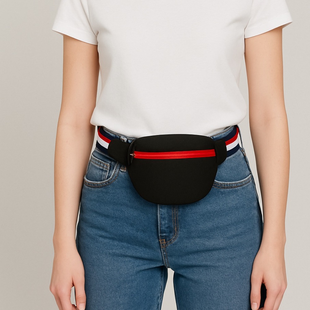 L.A. Express Sporty Fabric Waist Belt Bag Atleasure Stripe Adjustable Fanny Pack